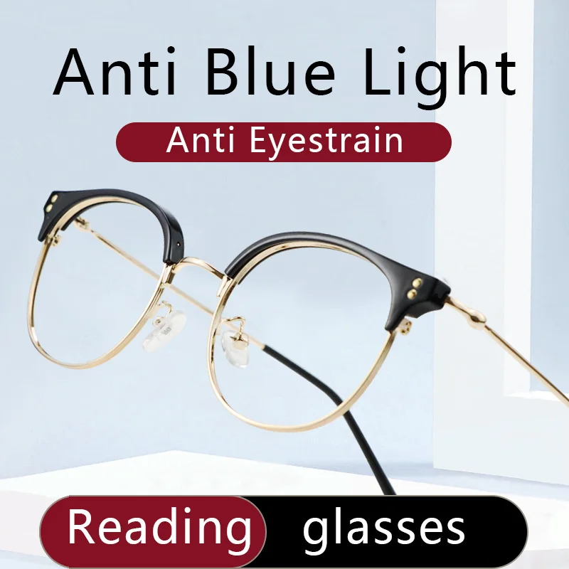 

Blue Light Blocking Reading Glasses for Men, Stylish Metal Computer Readers, Lightweight Eyeglasses Anti Eyestrain/Glare/UV