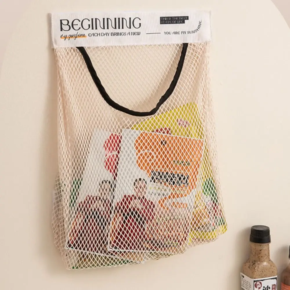New Reusable Kitchen Hanging Mesh Bag Wall Mounted Large Capacity Fruit Vegetable Storage Net Bag Polyester Storage Bag