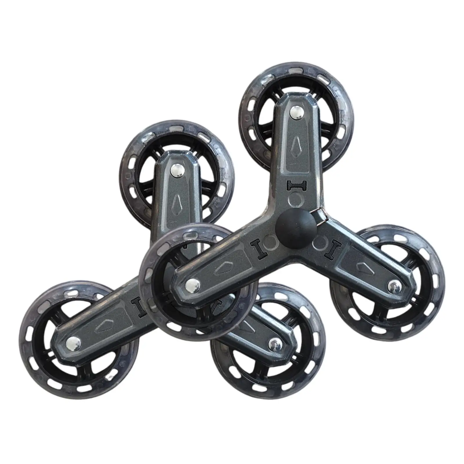 2x Foldable Shopping Cart Tri Wheels Stair Climber Wheels Accessory Anti Slip Easily Install with Metal Bracket Replacement