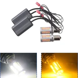 2pcs 1156 P21W BA15S PY21W BAU15S 3156 7440 W21W 3030 NO Error LED Canbus Car DRL Turn Signal Light 12V DC Switchback Dual Color