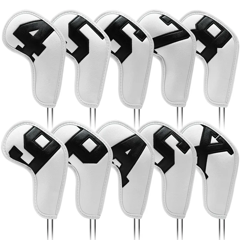 10pcs Set Golf Iron Club Head Cover Sport Accessories Wedges Covers 4-9 ASPX Gradients Number Ball Rod Head Protective Case