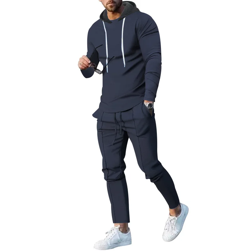 Casual Sports Suit Men's Spring And Autumn Loose Hooded Sweater Slim Two-piece Set view 3