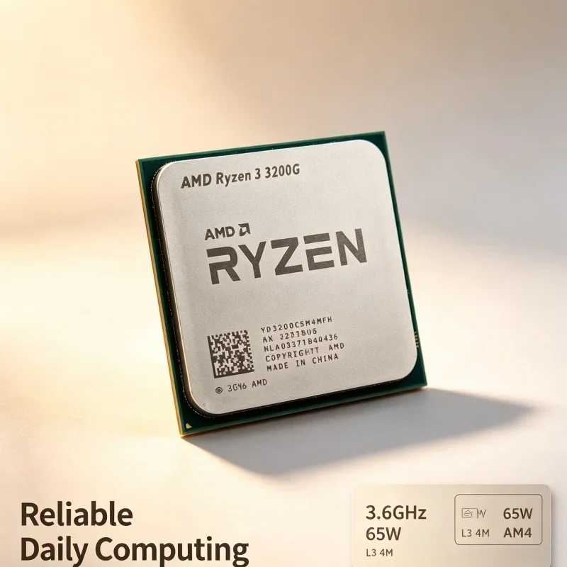 Processeur APU Ryzen3 PRO 3200G, Socket AM4, 3.6GHz, 65W, 4M de cache L3, 4 cœurs, 4 threads, carte graphique Vega 8 intégrée pour ordinateur de bureau.