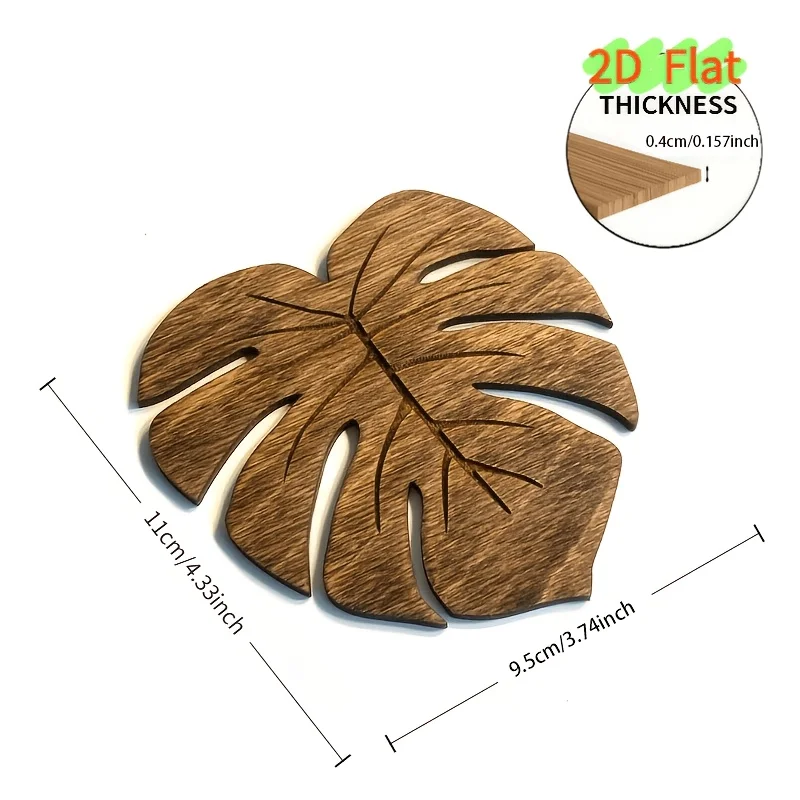 2D Flat Printing Bamboo Natural Wood Coaster Set, Anti-Slip Table Mat, Best Choice for Christmas, Perfect Gift