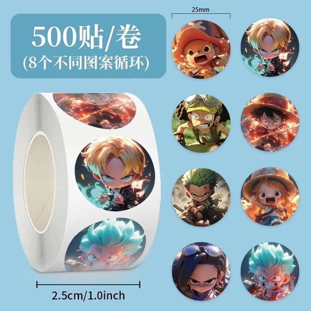 

500pcs/Roll ONE PIECE Anime Sealing Sticker DIY PVC Laptop Decals Decoration Stiker Reward Gift Toys