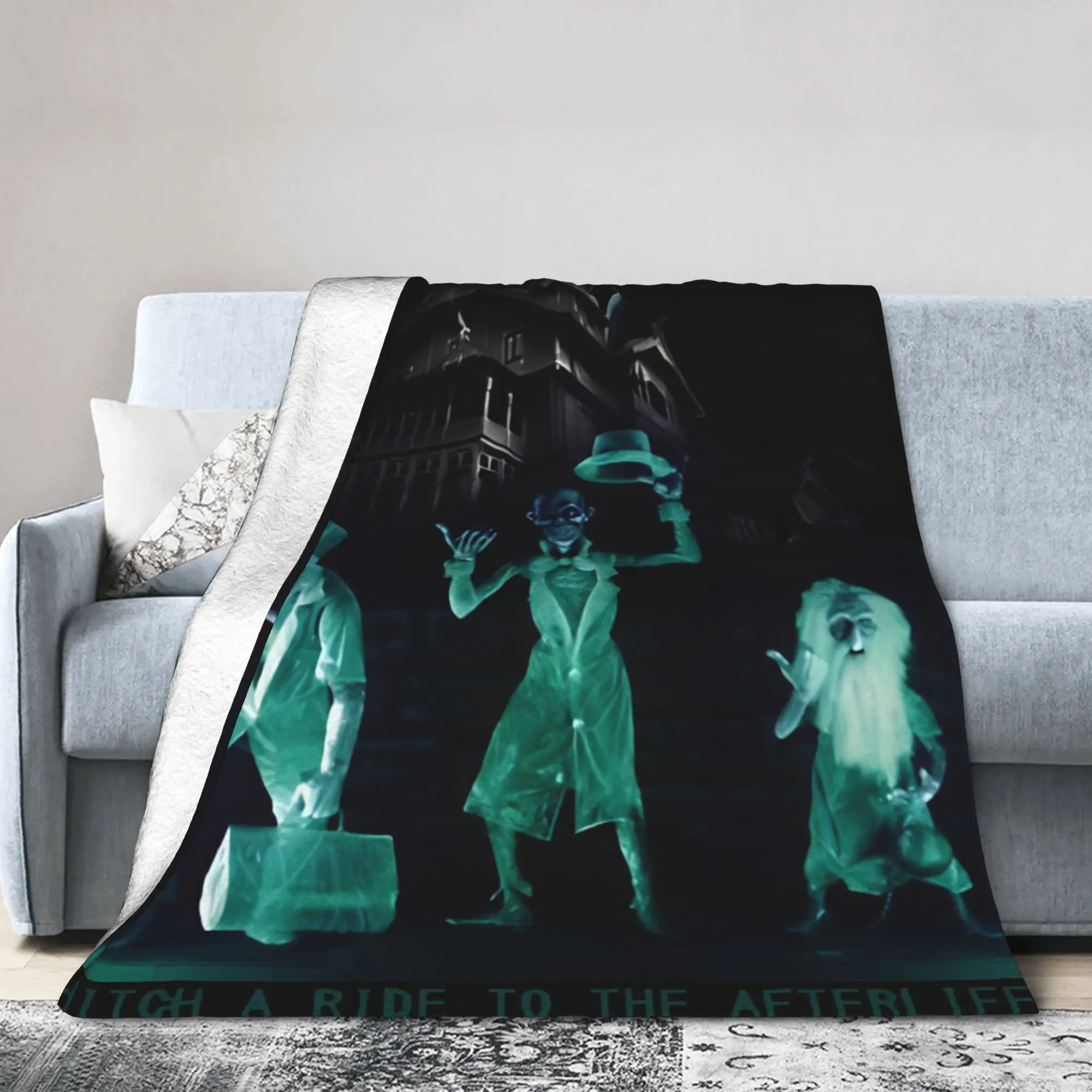 Haunted Mansion Horror Movie Throw Blanket Soft Novelty Blanket  For Living Room Picnic Flannel Bedspread Bed Cover