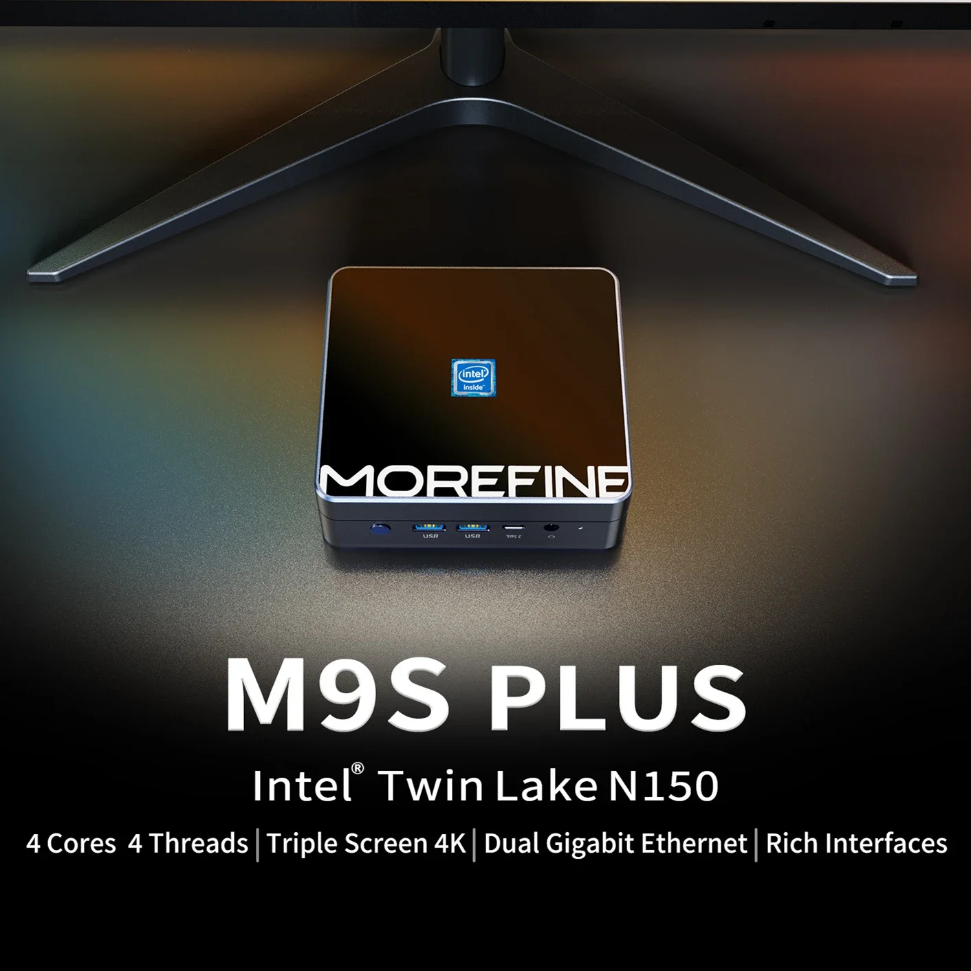 كمبيوتر مكتبي Morefine M9S NUC Mini PC 12th Gen Intel Twin Lake N150 N100 مع DDR5 PCIE3.0x4 LAN Windows 11 WiFi6 BT