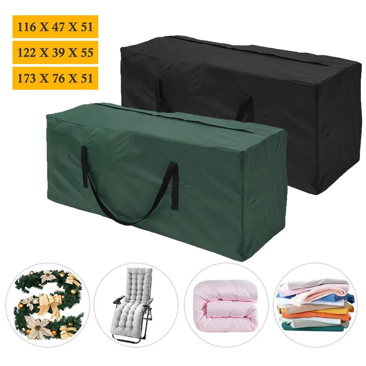 

Garden Furniture Cushion Storage Bag Waterproof 210D Oxford Cloth Heavy Duty Rip Resistant Outdoor Storage Bag Dust Cover