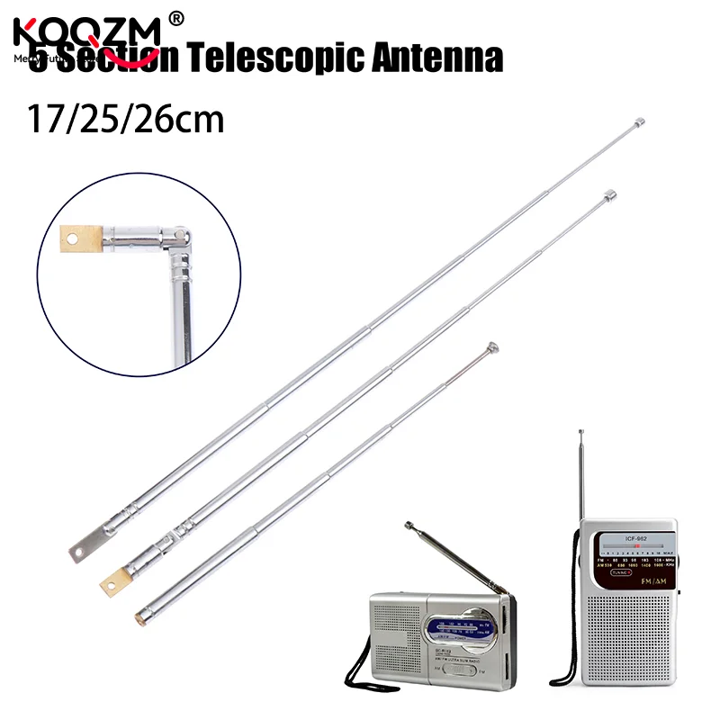 Radio Antenna Telescopic Antenna 5 Sections Inner Pin Connector M2.5 for FM Radio Remote Control Aerial 56mm to 178mm 5248-5