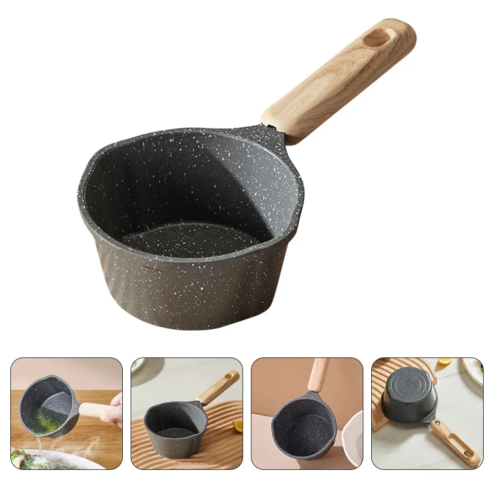 

Thickened Milk Pot Nonstick Heat Resistant Small Kitchen Sauce Pan with Spout for Induction Stove Portable Easy Cleaning