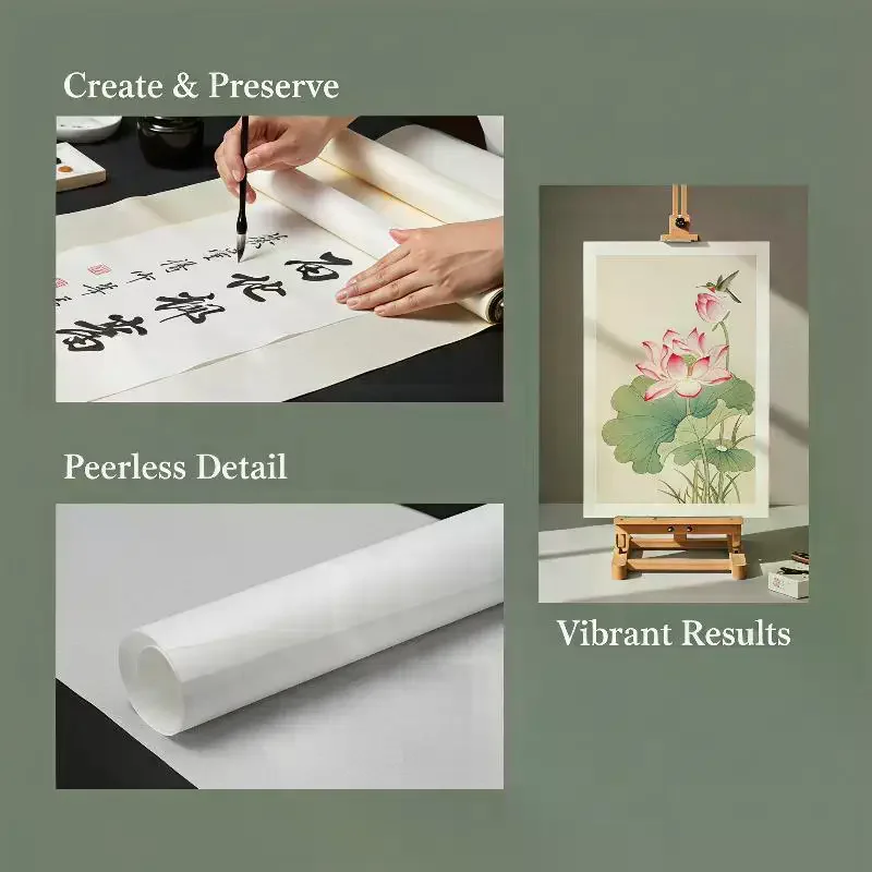 White Translucent Cicada Wing Paper Extra Thin Ancient Style Mica Ripe Xuan Paper Long Roll Calligraphy Practice