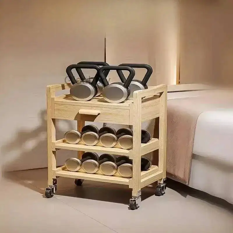 

Solid Wood Multifunctional Beauty Salon Trolley Beauty Trolley Three Shelves Tools with Drawers Hair Commercial Furniture