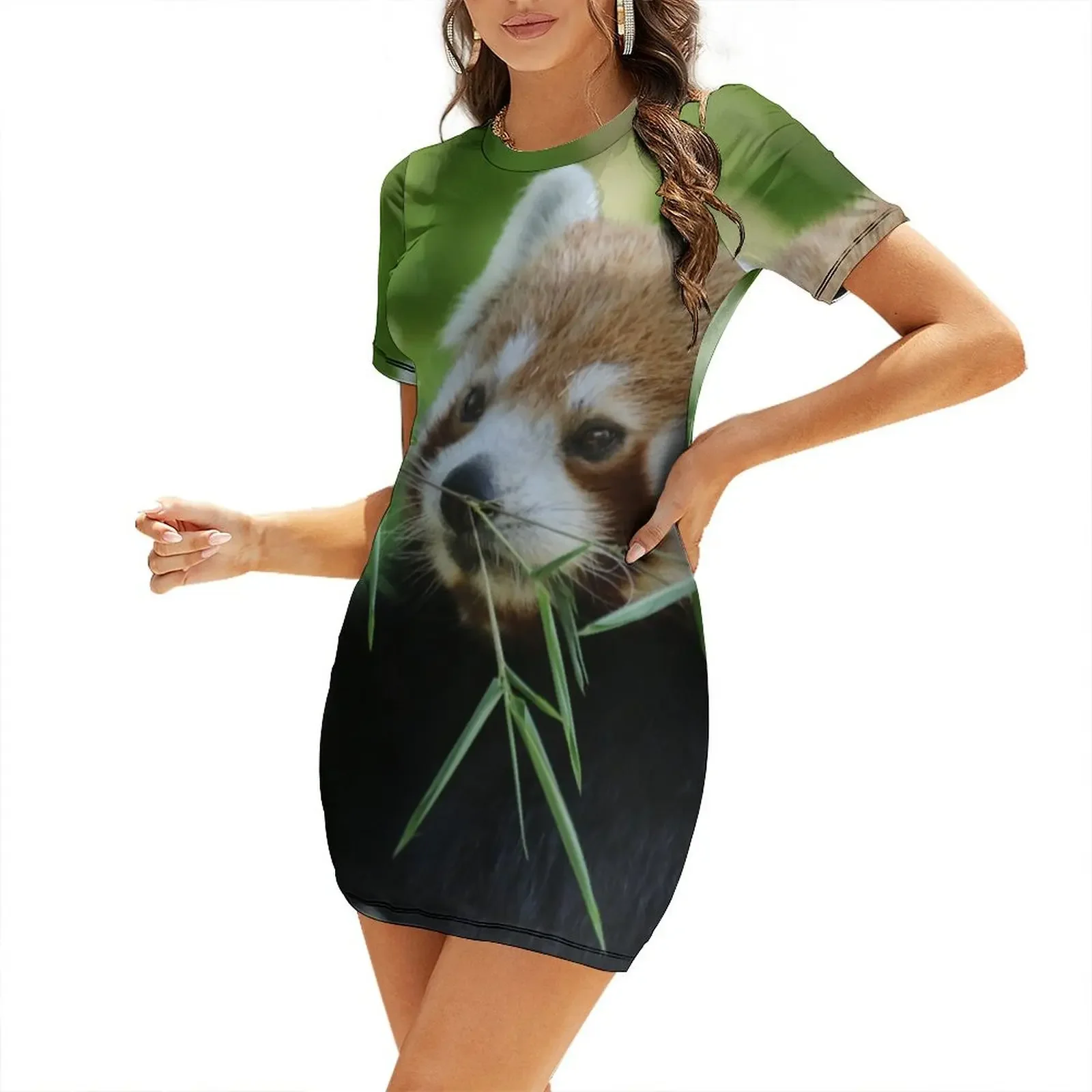 

Red Panda 002 Short-Sleeved Dress Woman's evening dress dresses summer woman 2025 chic and elegant woman dress