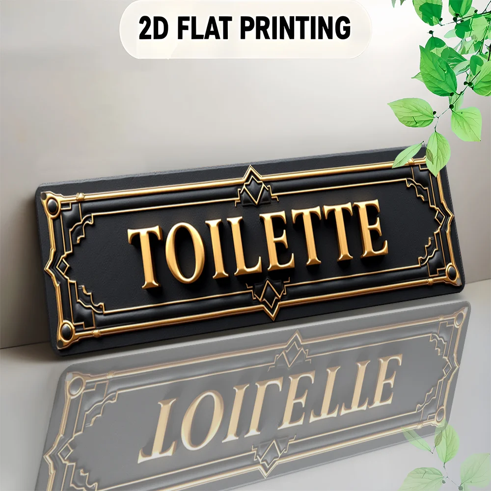 [2D Flat] Esto es un letrero de aluminio bidimensional, que sirve como intrigante decoración de pared. Características de letras doradas o