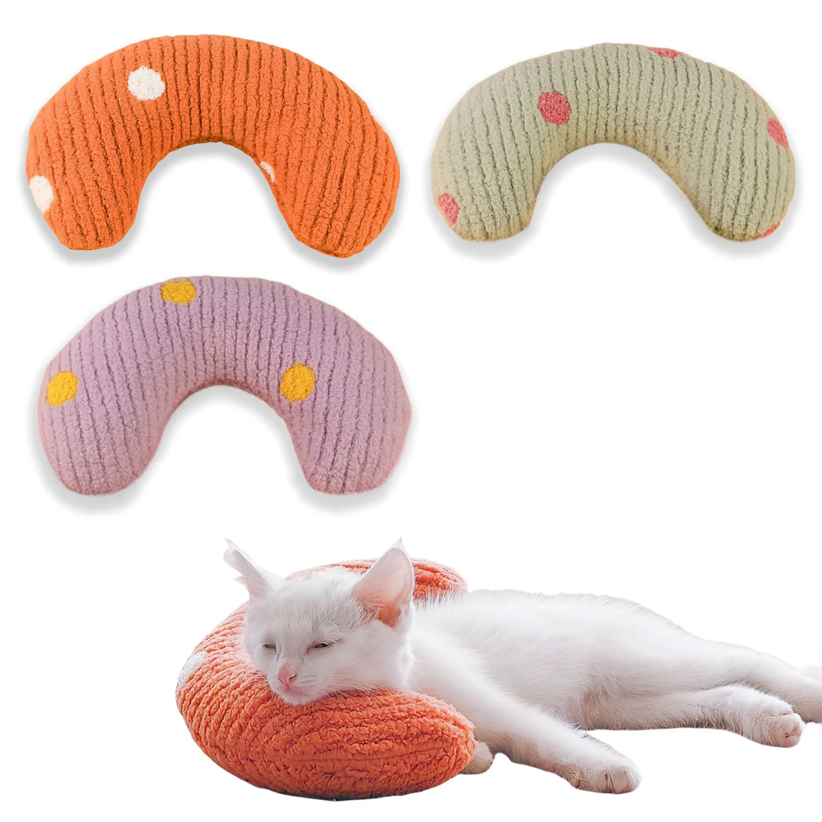 Cat Pillows for Indoor Cat and Puppy Dog Pillows U-Shaped Pillow for Cats and Dogs Soft Fluffy Dog Calming Pillow