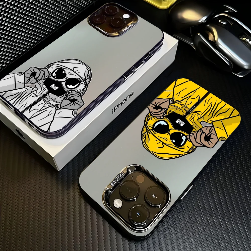 Funda de teléfono con personaje enmascarado para iPhone 16 15 14 13 12 11 Pro Max X XR XSMAX 8 7 Plus, cubierta mate a prueba de golpes trasera anticaída