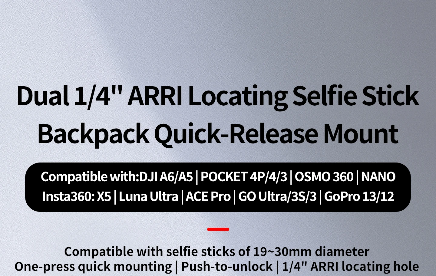 Schnellverschluss-Selfie-Stick-Halter Handgriff Stativhalterung 19-30mm Clip für Insta360 X5 GoPro 13 DJI Action 5 Pro Vlog POV Halterung – Detail 1