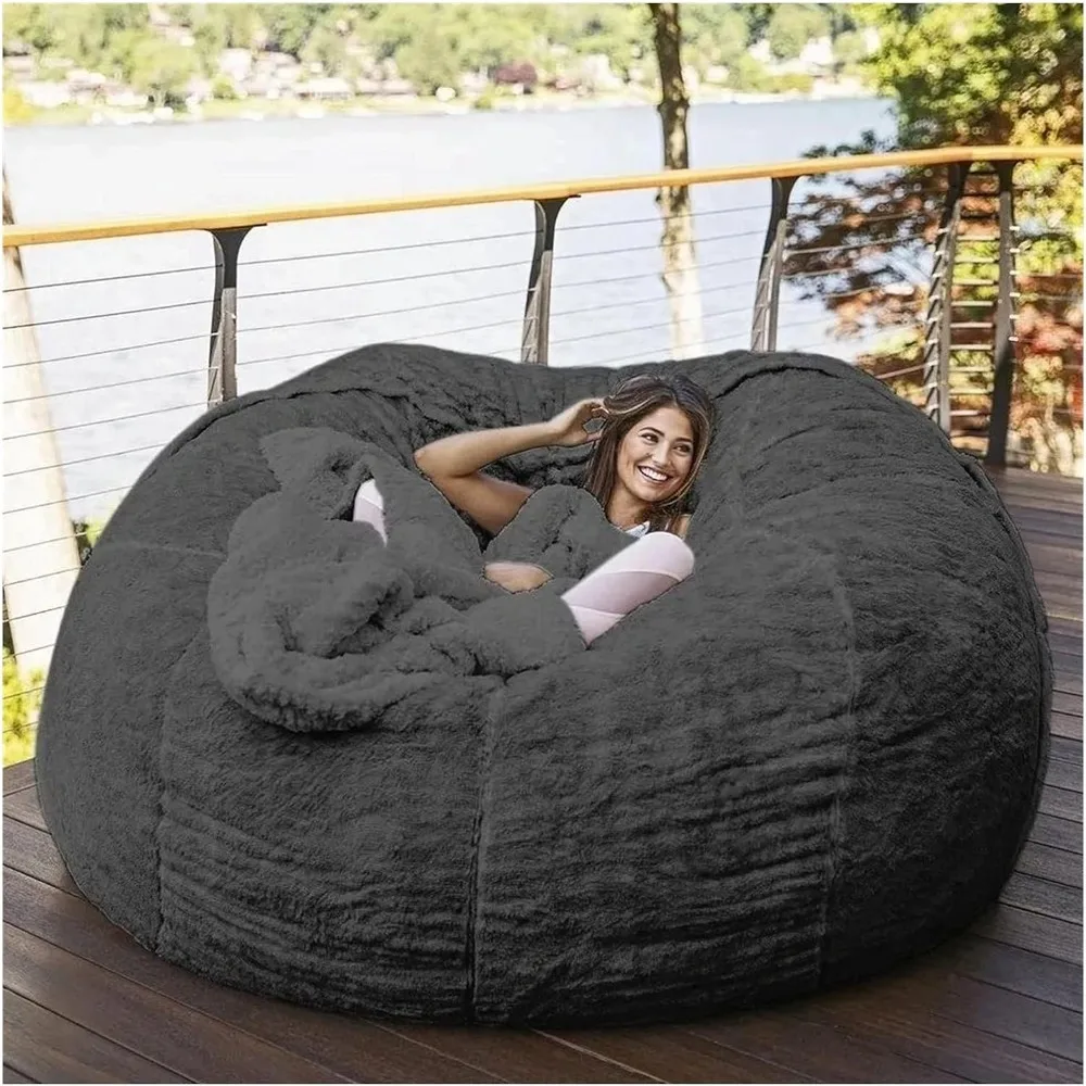 

Bean Bag,Giant Fur Bean Bag Chair Cover for Adults Kids (Without Filling)Comfy Fluffy Giant Round Beanbag Lazy Sofa Cover