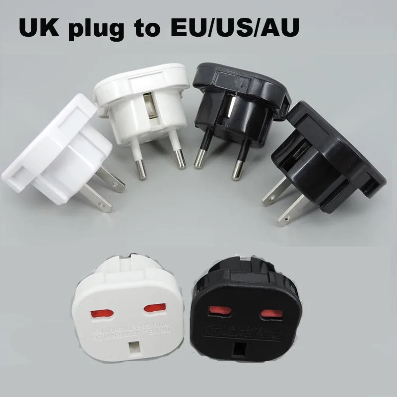 UK To EU US AU Europe European Universal Travel Charger Adapter Plug Converter 2 PiN Wall Plug Socket A7