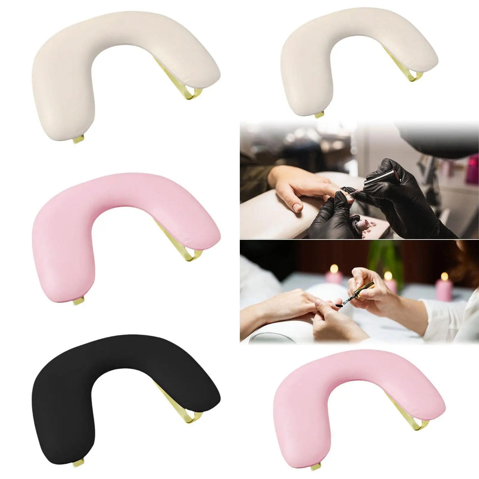 

PU Leather U Shape Arm Rest Sturdy Support Hand Rest Cushion Nail Hand Rest for Salon Use Acrylic Nails Table Personal Home DIY