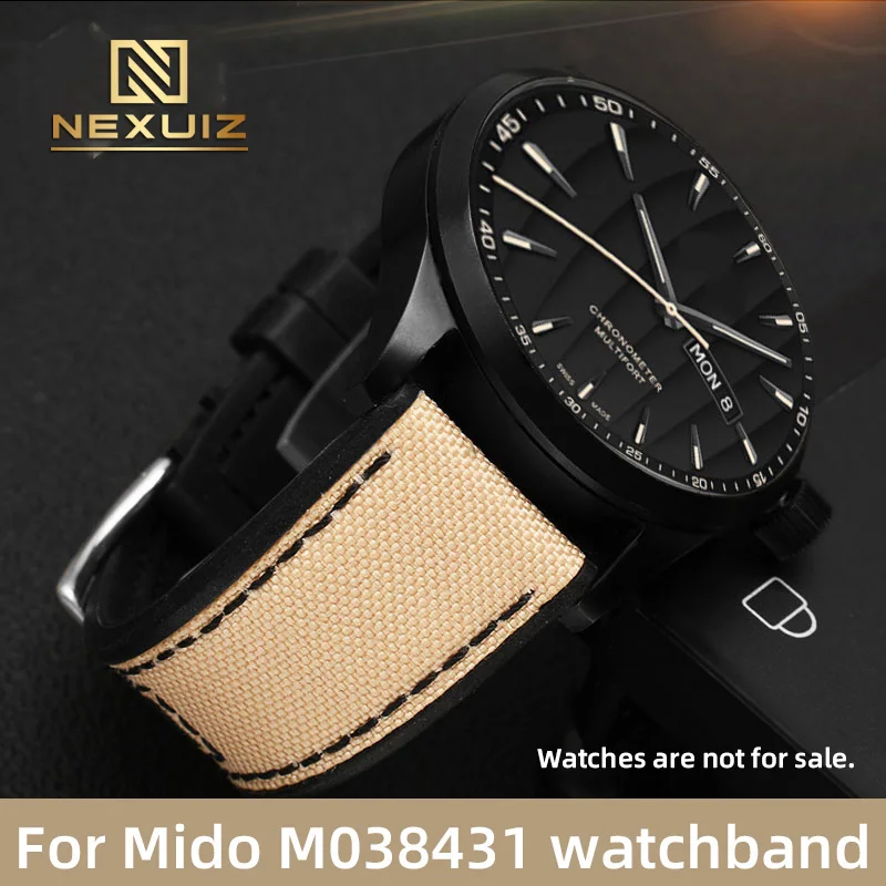 22mm Watch Strap For Mido Helmsman series M038431 Watchband M005430 Bracelet Fabric Rubber Strap Quick Release