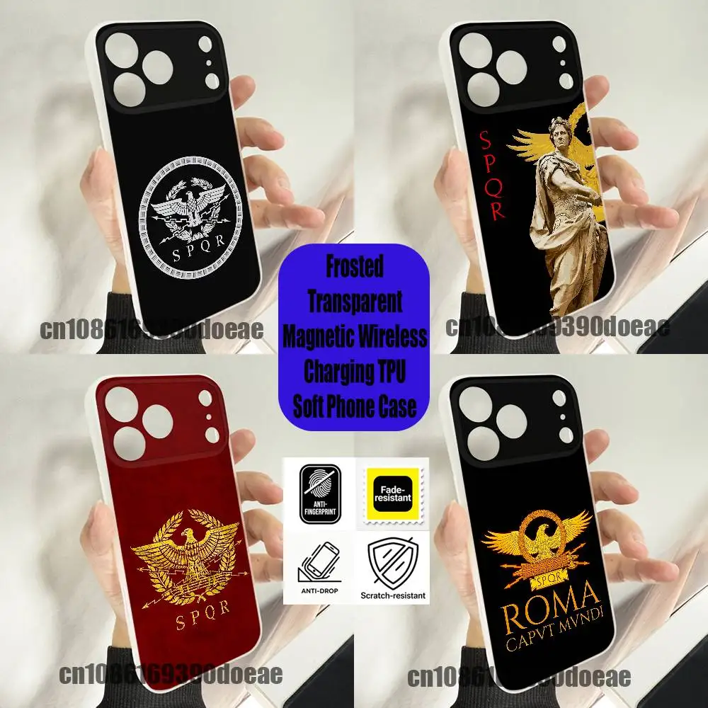 Funda para Teléfono Roma Invicta SPQR Eagle Standard para iPhone 13, 16, 11, 15, 12, 17, 14, Pro, Max, Plus, E, Air, Mini, Carga Inalámbrica Magnética