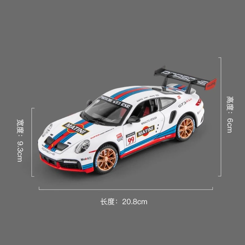 1:24 Porsche 911 GT3 RSR voiture de sport alliage moulé sous pression jouet véhicules métal voiture modèle son lumière retirer enfants jouets Collection cadeaux