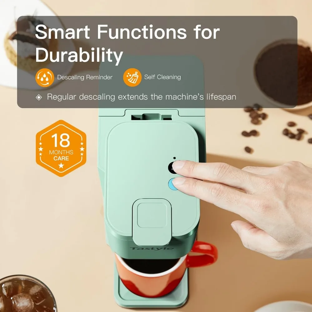 ماكينة صنع القهوة الساخنة والمثلجة الصغيرة، للاستخدام الفردي، لكوب K والمطحونة، مقاسات المشروب من 6 إلى 14 أونصة، مع كتاب الوصفات، للمنزل والنعناع