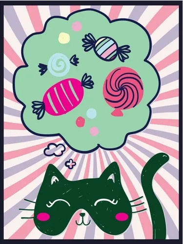 Metal plaque vintage retro style Cat Sweet Classic tin door sign