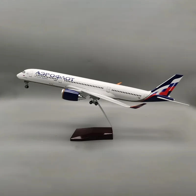

47CM 1/142 scale aircraft A350 Aeroflot Russian Airlines airplane toys for child Model W Light and Wheel Resin Plane For Display