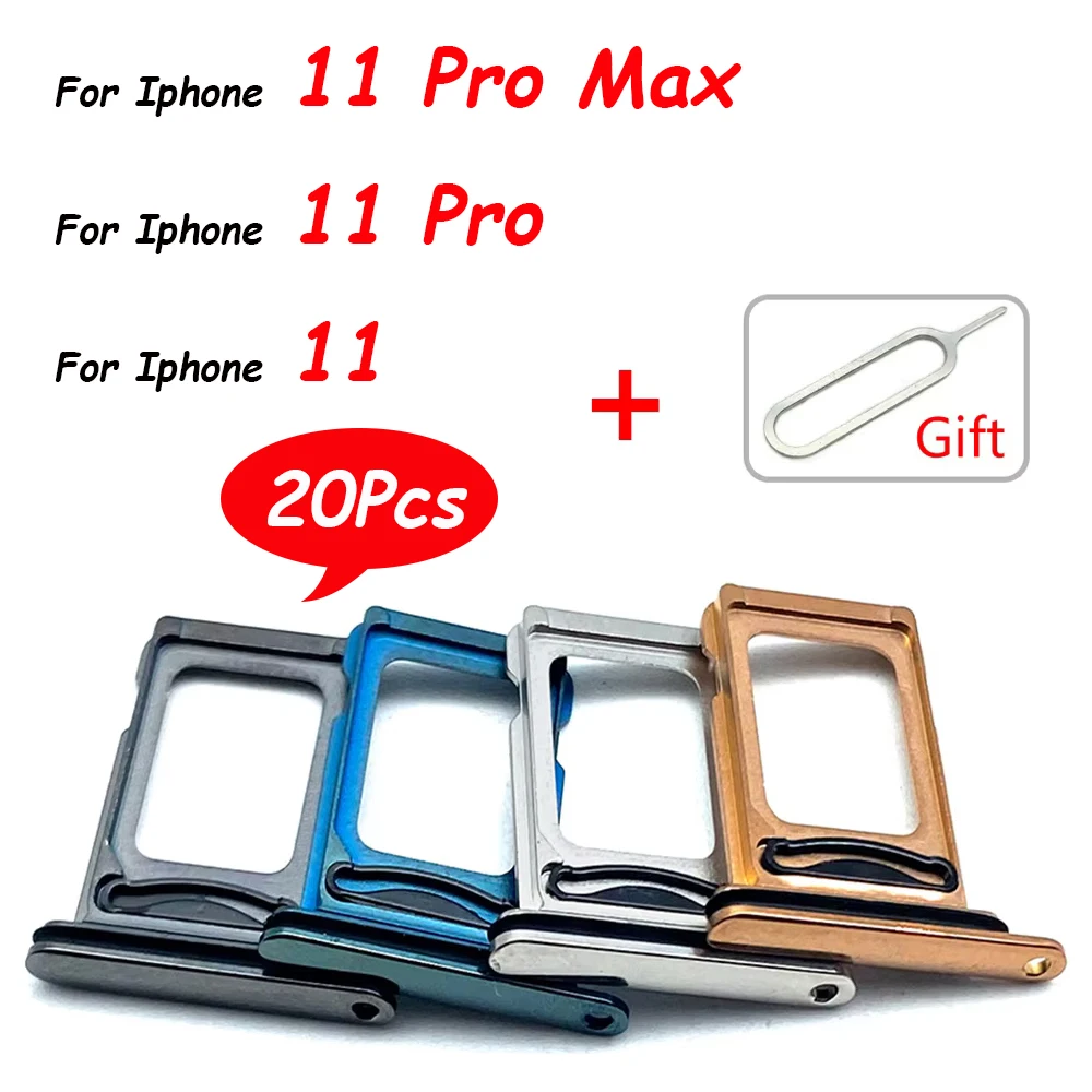 20Pcs，For Iphone 11 Pro Max SIM Card Tray Drawer Holder Single Dual Slot Replacement Parts