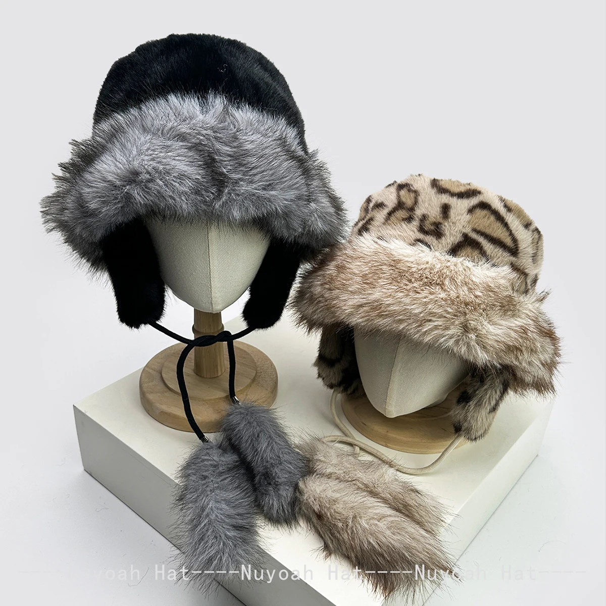 الخريف والشتاء جديد إمرأة الصلبة ليوبارد طباعة أفخم القبعات الدافئة في الهواء الطلق ظلة حزام صياد قبعات الموضة تنوعا عادية #2