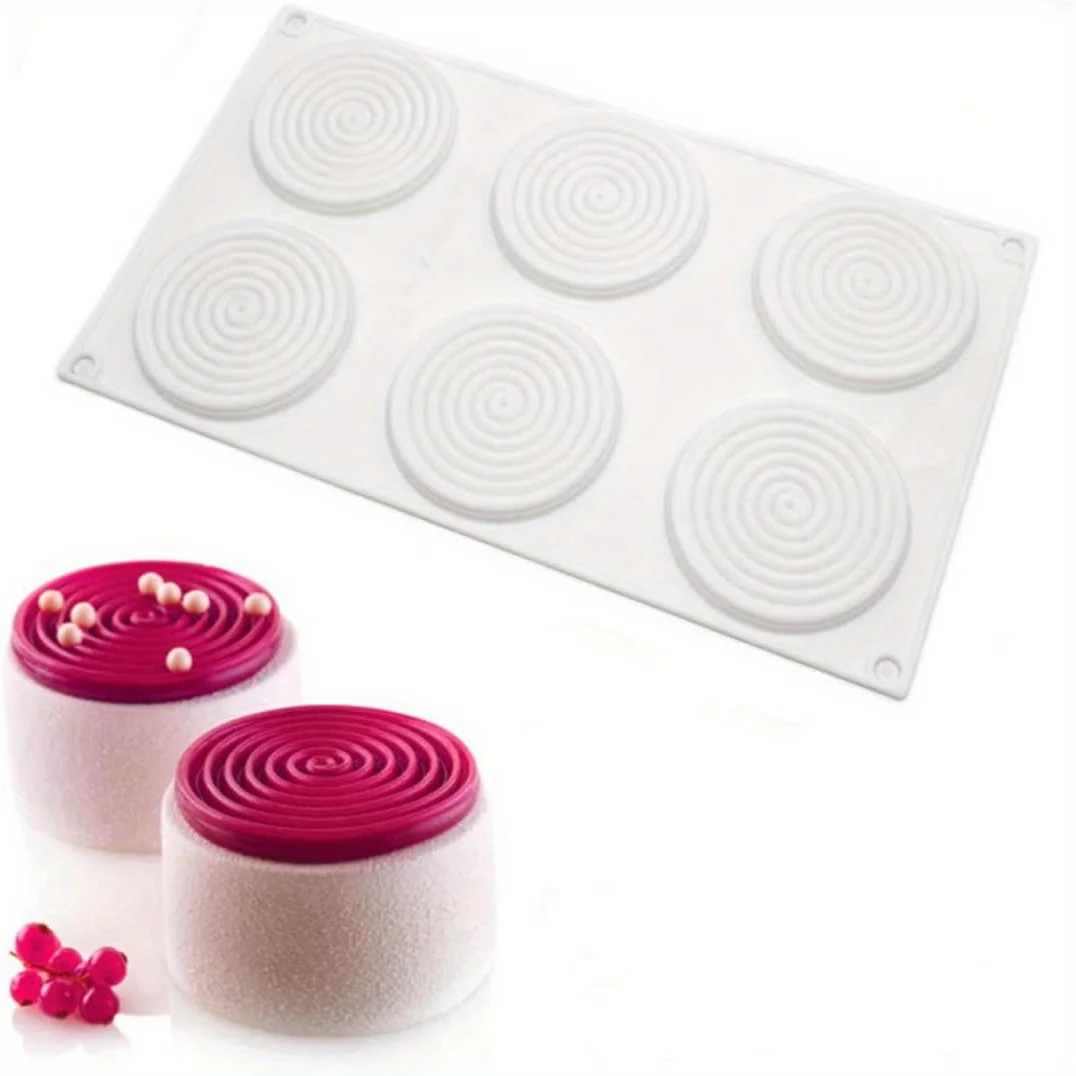 6-Cavity Silicone 3D Tourbillon Baking Mold - Reusable Non-Stick for Mousse, French Desserts & Chocolates - Easy Release