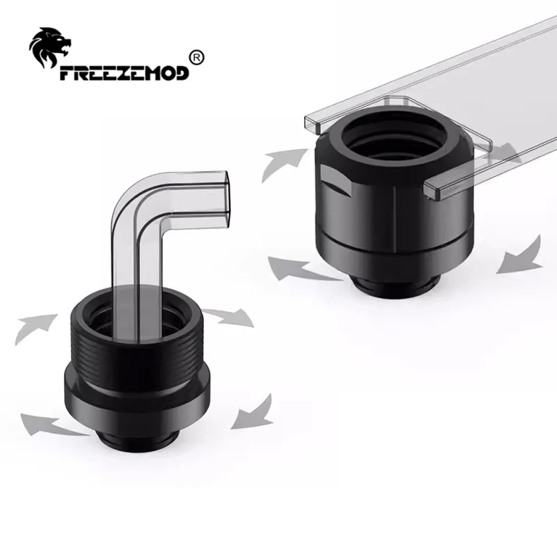 FREEZEMOD Computer Water Cooling OD14mm Hard Tube Fitting For PETG PMMA Tubing,Quick Twist 4 Seal Rings Hexagonal Wrench Fixing