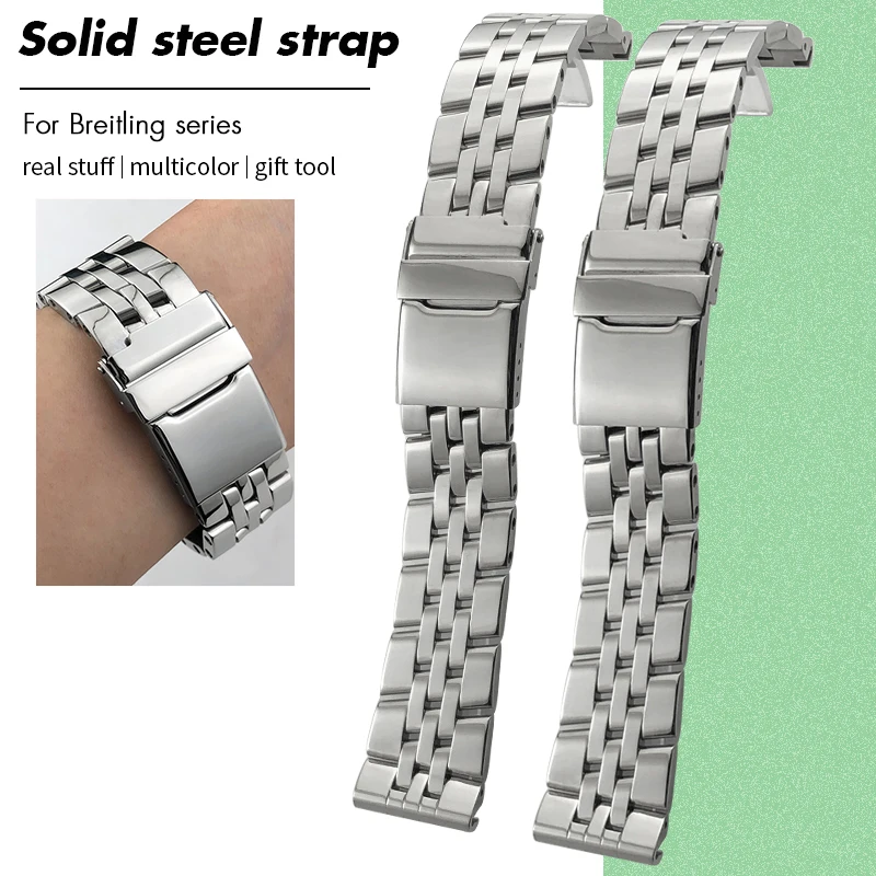 

Ремешок для часов из нержавеющей стали 18 мм, 20 мм, 22 мм, 24 мм для Breitling, SUPEROCEAN AVENGER NAVITIMER CHRONOMAT, однотонный ремешок для часов, браслеты