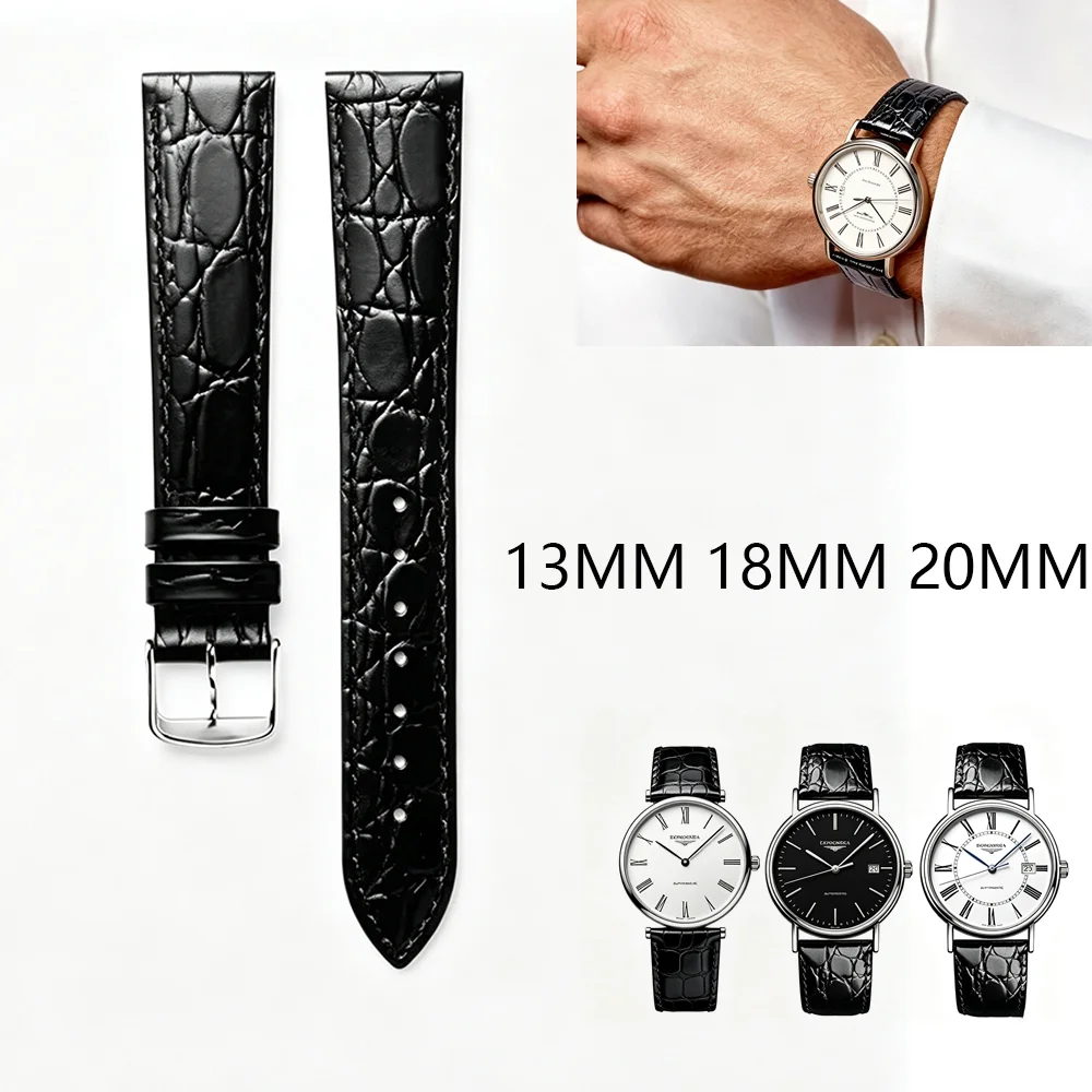 13 18 20mm Retro Classic Genuine Leather Strap For Longines La Grande Classique DolceVita Master Collection Series Leather Strap