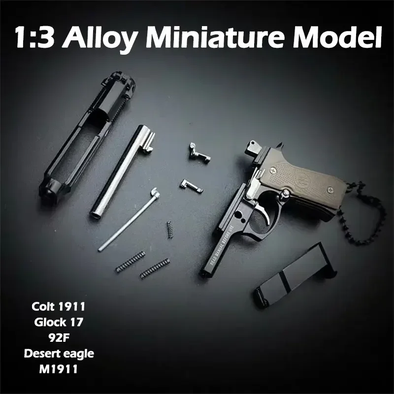 NEW 1:3  Anti-stress Metal Pistol Gun Keychain Miniature Model Beta 92F Colt 1911  17 static display, collection, and gift