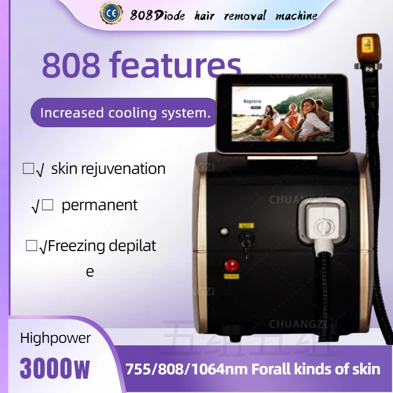 3000W professional laser hair removal machine Alexander diode four wave 808 755 1064 white ice titanium laser hair removal devic