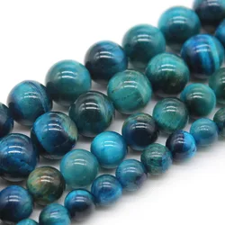 Natural Multicolor Blue Tiger Eye Stone Loose Round Beads for Jewelry Making Diy Charm Bracelet Earrings 15