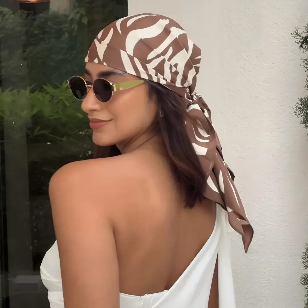 

70*70cm Women's Silk Scarf Luxury Headscarf Horse Neck Ties Luxury Leopard Handerchief Female Summer Hijab Bufanda Bag Ribbions