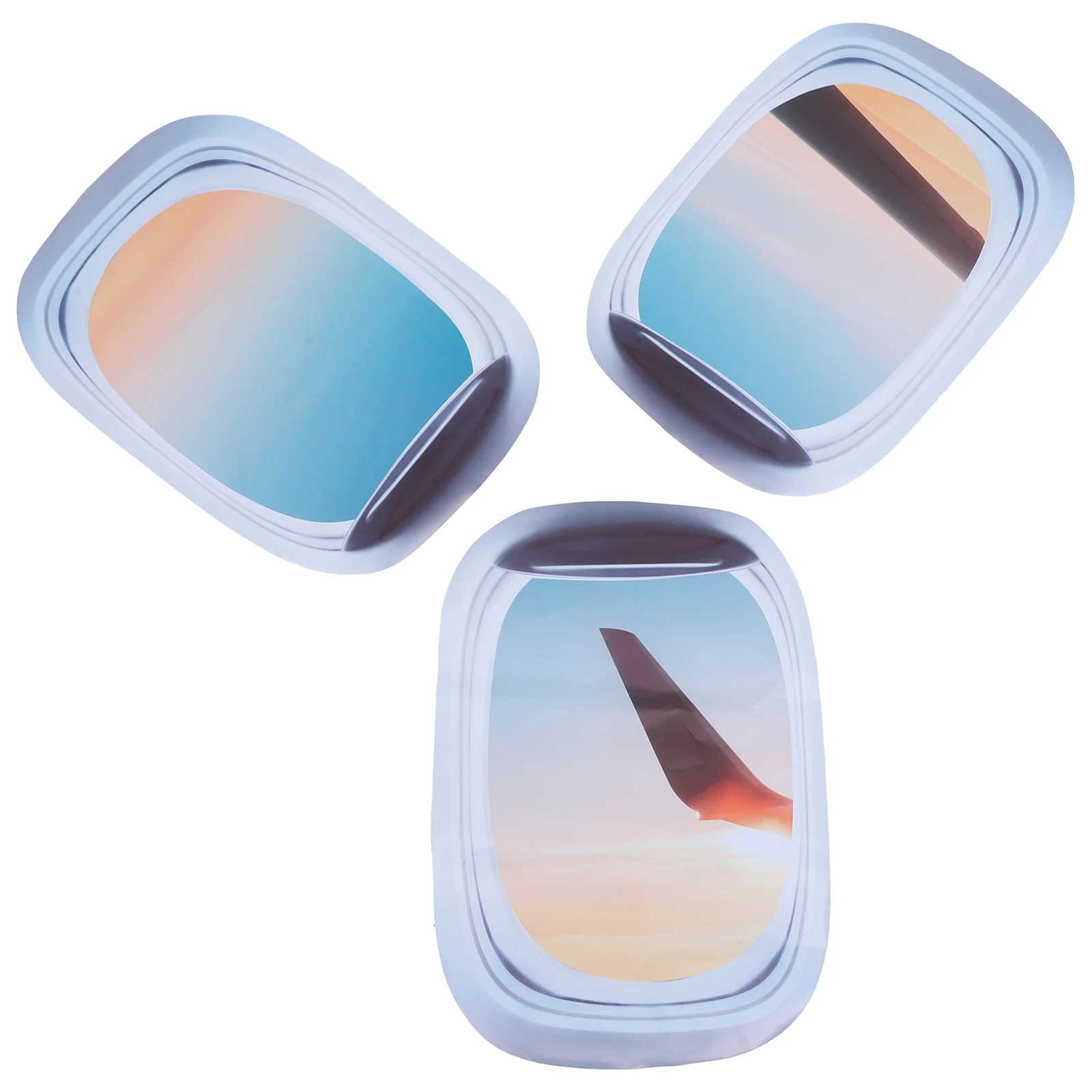 3 ชิ้น Cloud สติ๊กเกอร์ติดผนังตกแต่งรูปลอกประตูกระเบื้องเซรามิคหน้าต่างเครื่องบินดู