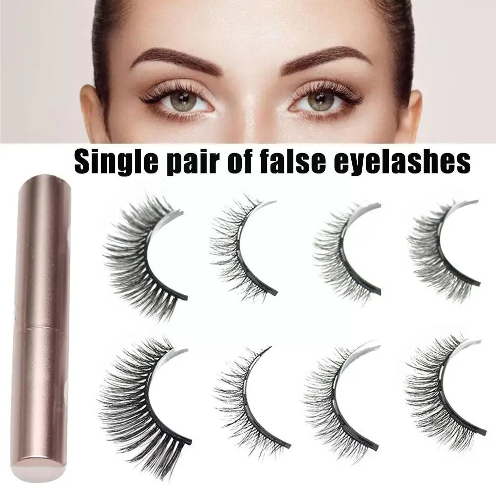 Magnetic False Eyelashes 1 pair of Natural Faux Magnetic Lashes Makeup Lashes magnetic Mink Glue with E9G2