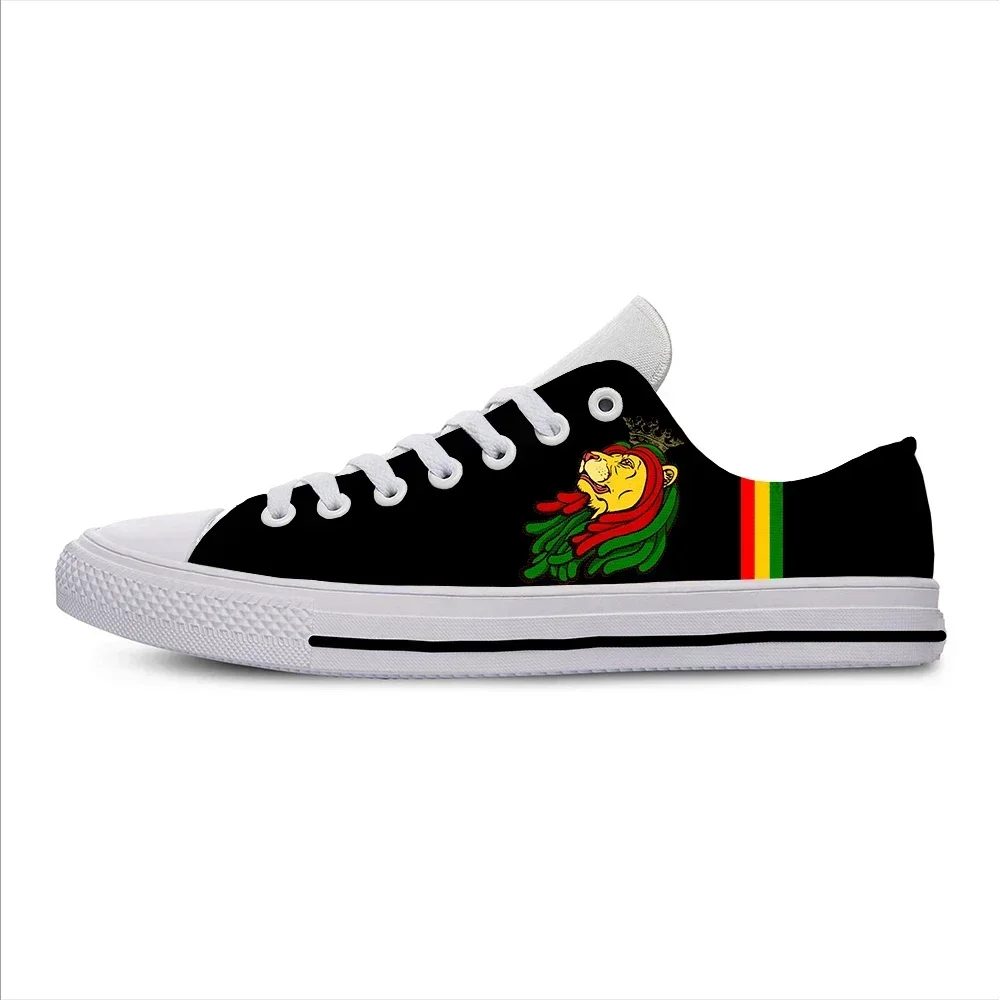 Bandeira da Etiópia Leão de Judá Reggae Rasta Moda Casual Sapatos de Pano Baixo Top Leve Respirável Impressão 3D Homens Mulheres Tênis