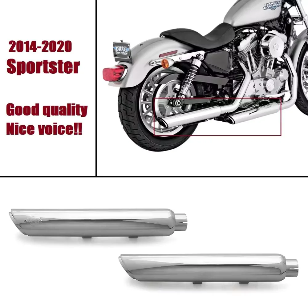 Black/chromed exhuast mufflers for Harley Sportster XL 883N Iron 1200X Forty-Eight Shortshots Exhaust Pipes 2014-up