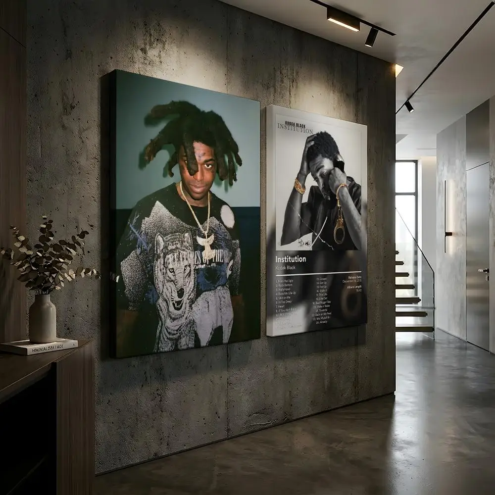 Singer Album K-Kodak Black Painting Calligraphy HD Modern Style Inner Frame Canvas Poster Bedroom