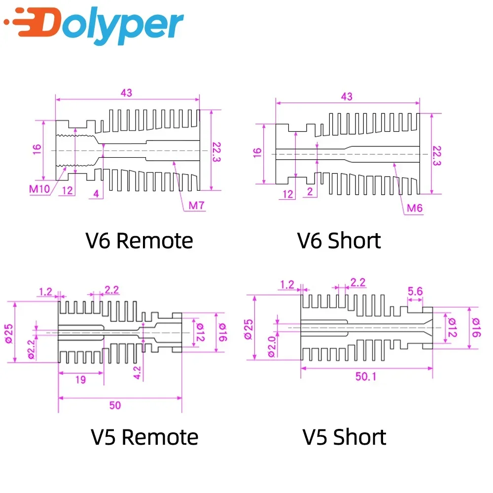 2pcs E3D V6 V5 Heat sink Direct 1.75/3.0 Filament Bowden For V6 J-head Wade Extruder Radiator 3D Printer Parts Remote Heat sin