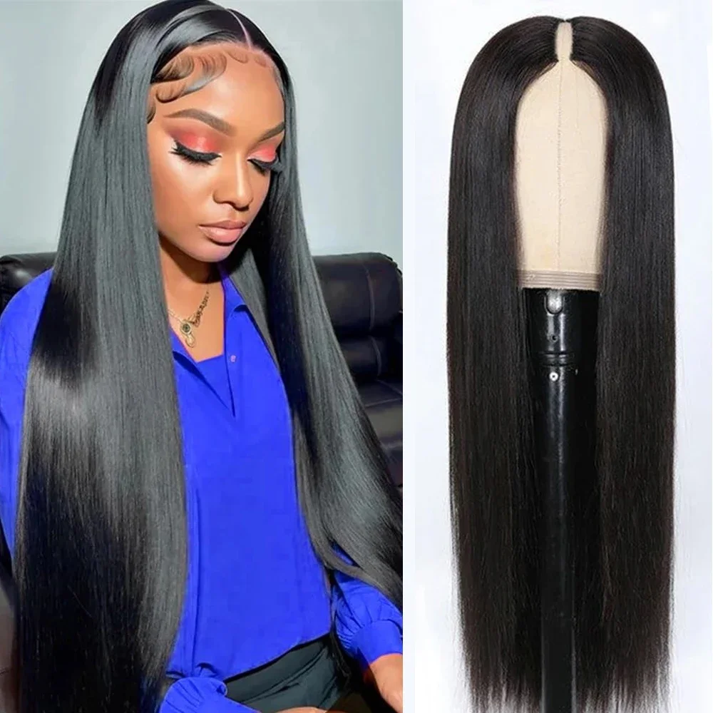 180 Density V Part Bone Straight Full Machine Made Wigs Human Hair 20 24 Inch Brazilian Wigs for Women On Sale Free Shipping