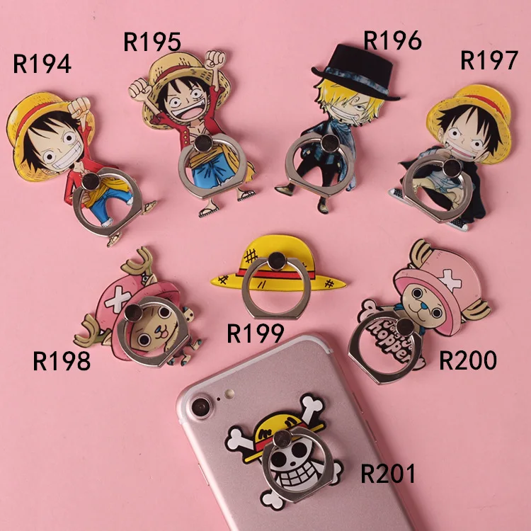 Anime One-piece Mobile Phone Holder Anime Figure Luffy Foldable Finger Ring Holder for Phone Creative Pasting Bracket