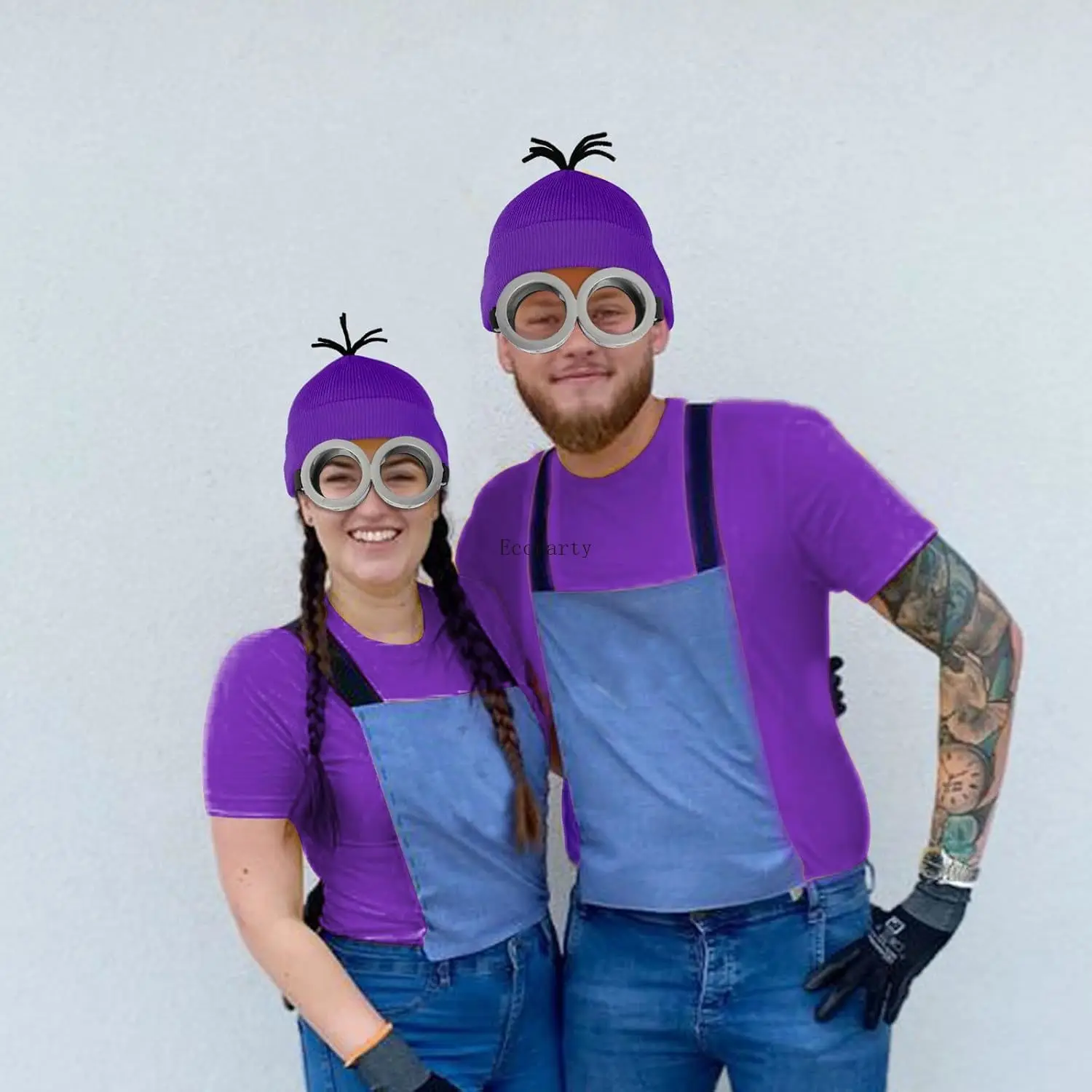 4 pz/2 pz/3 pz Accessori Costume di Halloween Per Adulti, Viola Beanie/Occhiali Occhiali/Guanti per Le Donne Degli Uomini Cosplay Party Set disfraz