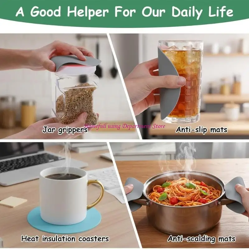  (Pack of 8) Premium Rubber Gripping Pad Long Time Fade Resistant Easy Cleaning Design Perfect for Hard to Open Container